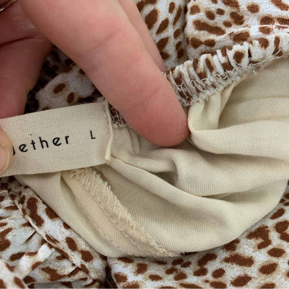 By Together Animal Print Baby Doll Mini Sun Dress Lace Up Back Sz L - Picture 16 of 17